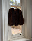 Vintage 60s Chocolate Brown Fur Scalloped Caplet