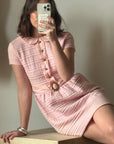 Vintage 60s Pure Wool Micro Mini Dress Baby Pink