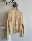 Vintage 90s Pure Wool Bouquet Knitted Cardi Creme