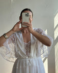 Vintage 80s Lace Peignoir and Slip Set