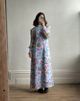 Vintage 60s Lilac Floral Spring Maxi Dress