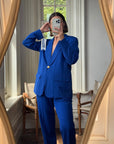 Vintage 90s Estate Cobalt Tailored Suit With Original Tags