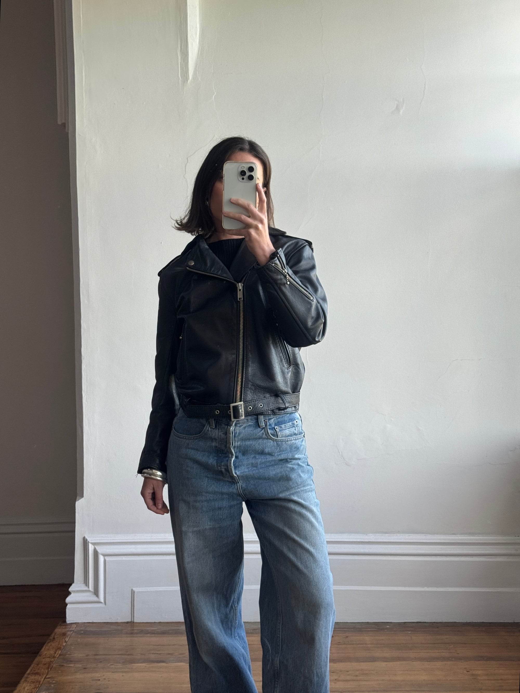 Vintage 90s Australian Made Leather Biker Jacket