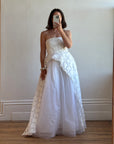 Vintage Y2K Strapless 3D Abstract Floral Wedding Gown