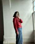 Vintage 90s Zip Front Leather Jacket Red