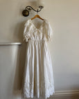 Vintage 70s Broderie Anglaise Frill Wedding Dress Ivory
