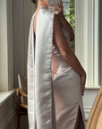 Vintage 90s Satin Classic Bow Bridesmaid Dress with Large Sash Baby Pink