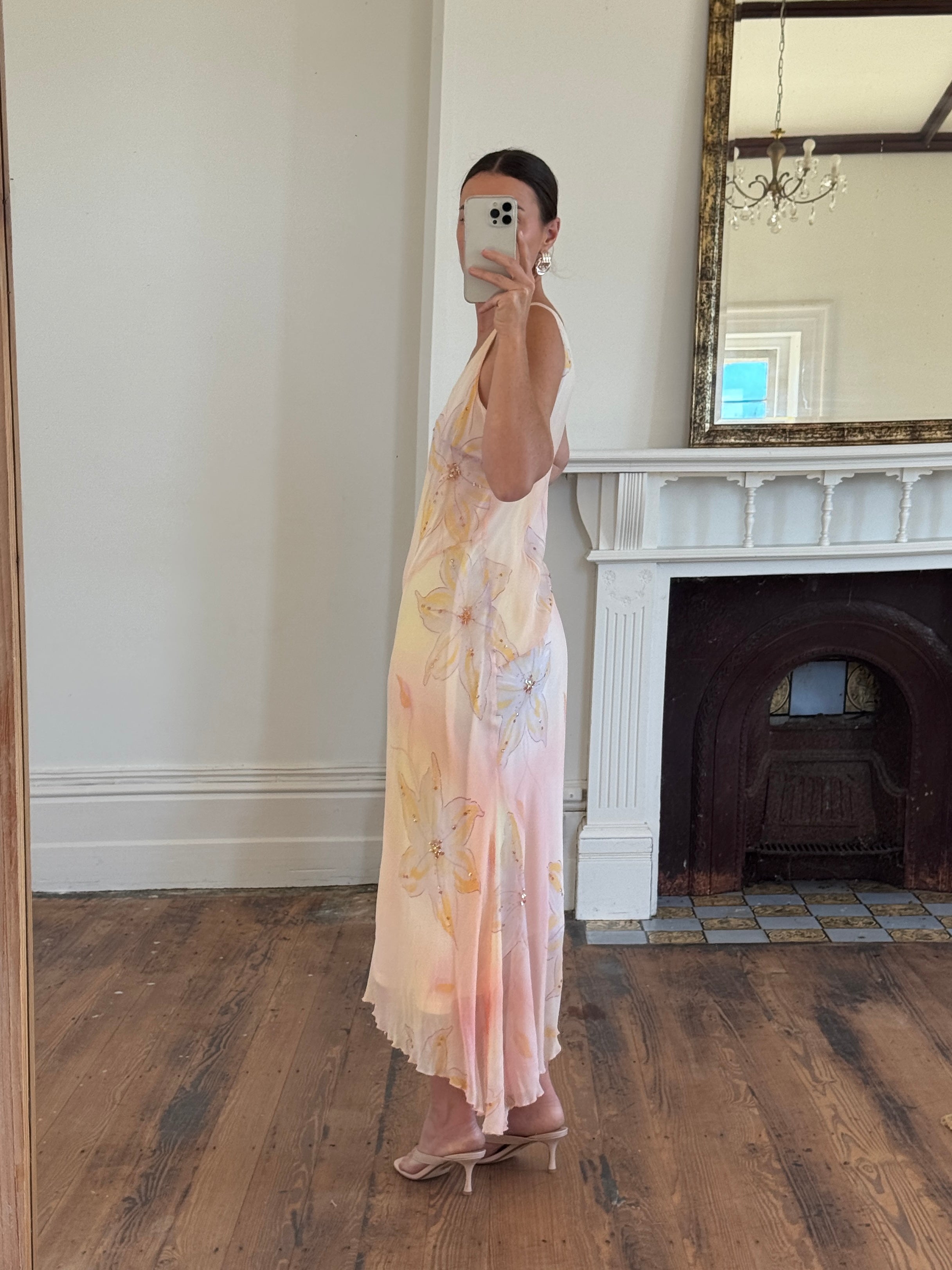 Vintage 90s Bias Cut Watercolour Floral Sundress