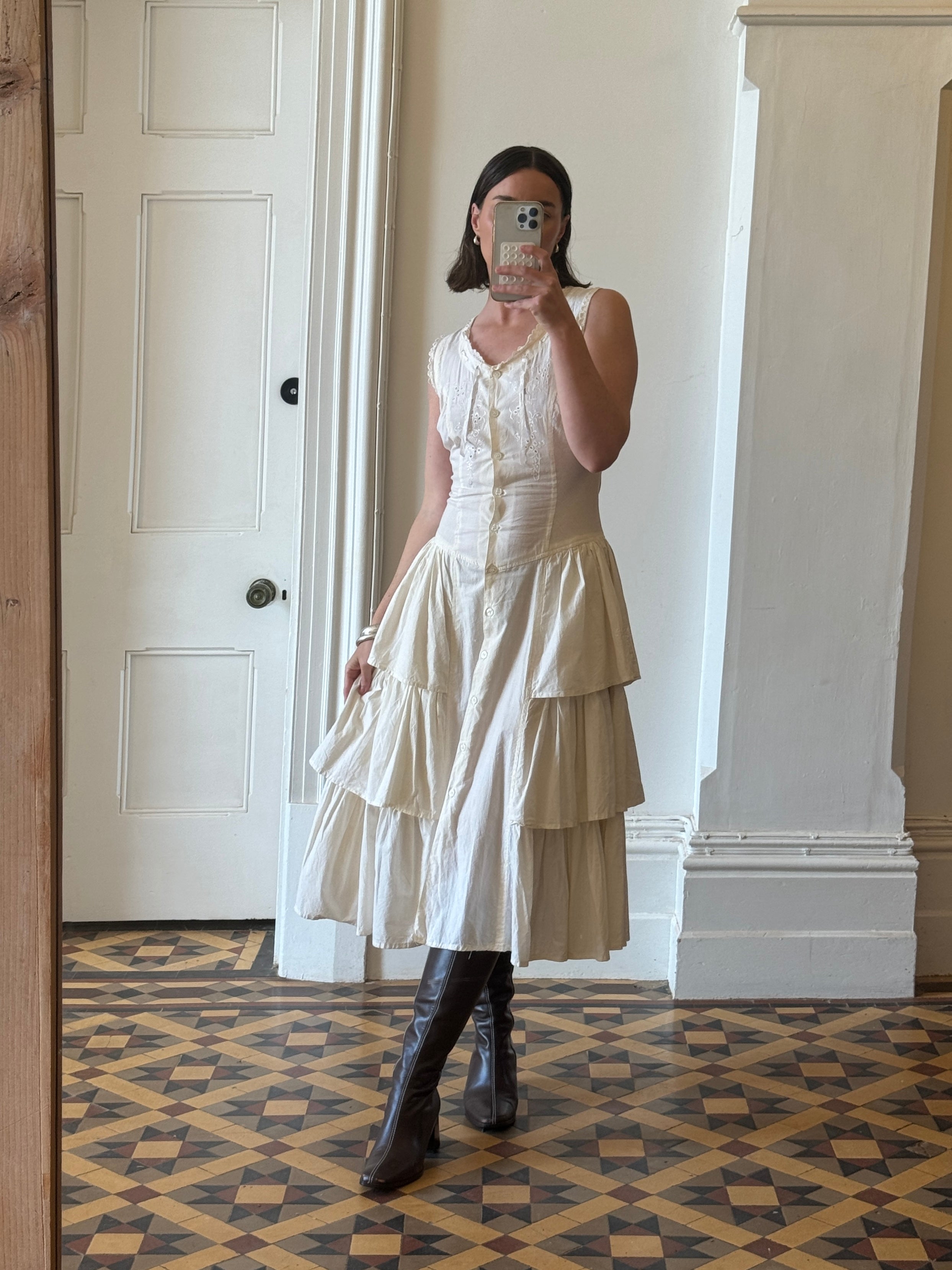 Vintage 80s Cotton Tiered Sundress