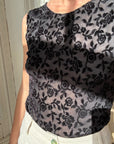 Vintage 90s Burnt Velvet Everyday Tank Black