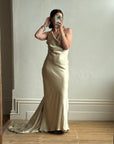Vintage 90s Gold Shimmer Backless Gown