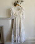 Vintage 70s Lace Prairie Wedding Dress