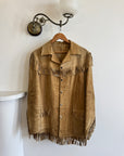 Vintage 70s Western Fringe Suede Leather Jacket Tan
