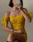 Vintage 90s Pure Silk Mini Dress Sunshine Yellow