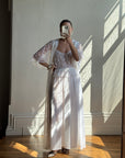 Vintage 80s Lace Peignoir and Slip Set