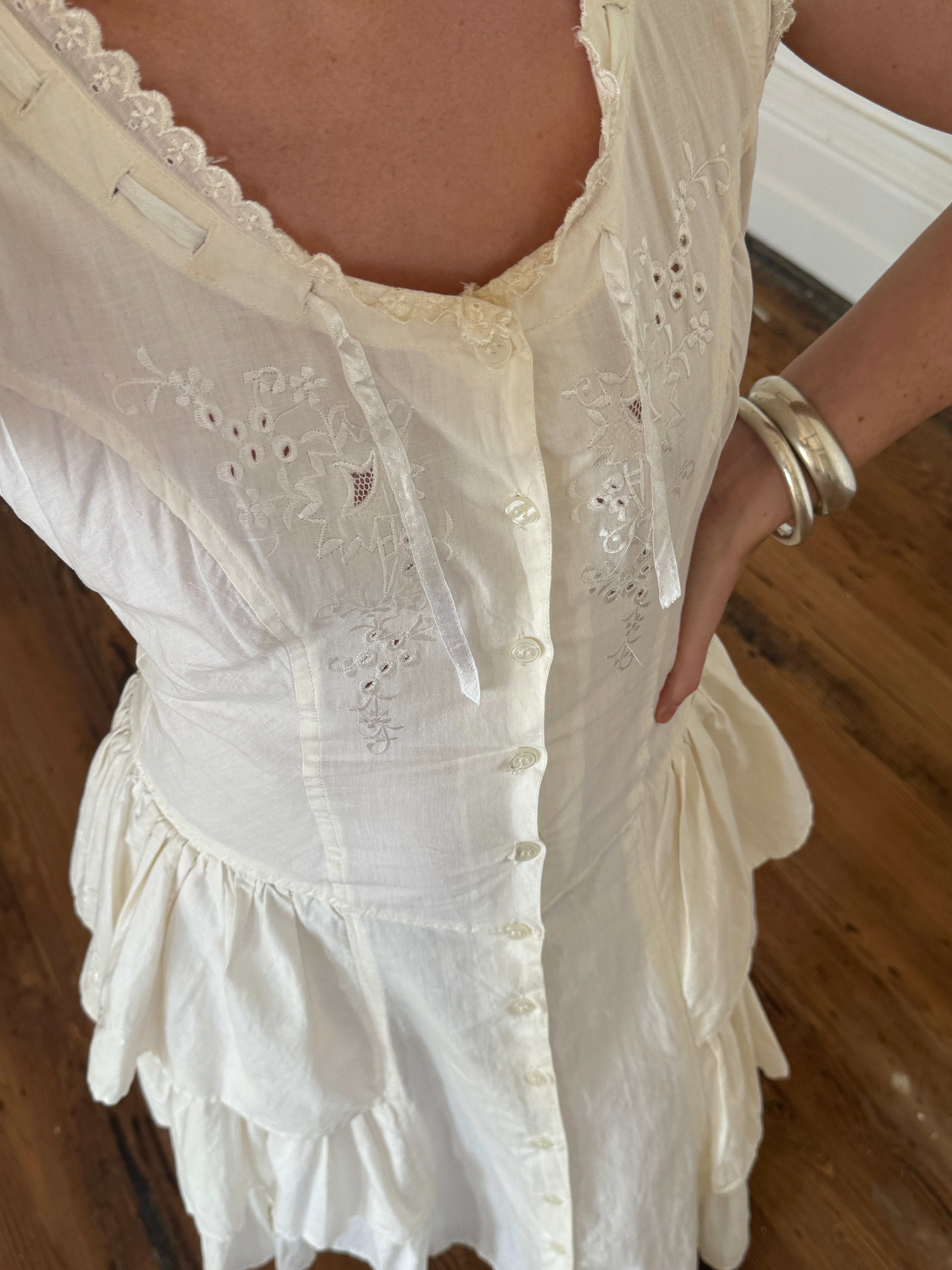 Vintage 80s Cotton Tiered Sundress