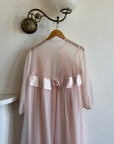 Vintage 60s Rosette Peignoir and Slip Set Pale Pink
