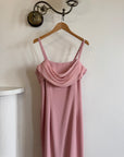 Vintage 90s Crepe Cowl Neck Slip Dress Dusty Rose