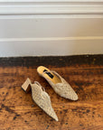 Vintage 90s Crochet Slingback Mules Creme