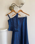 Vintage 90s Midnight Blue Crinkle Two Piece Set