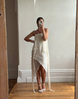 Vintage Y2K Strapless Pure Silk Fairy Dress Creme