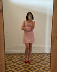 Vintage 60s Beaded Mod Mini Dress Candy Pink