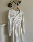 Vintage 60s Ivory Satin Draped Wedding Dress With Train
