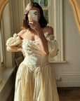 Vintage Puff Sleeve Rosette Bridal Gown