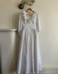 Vintage 70s Taffeta Frill Wedding Dress with Bow
