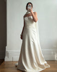 Vintage Y2K Satin Minimalist Strapless Wedding Gown (extra long)