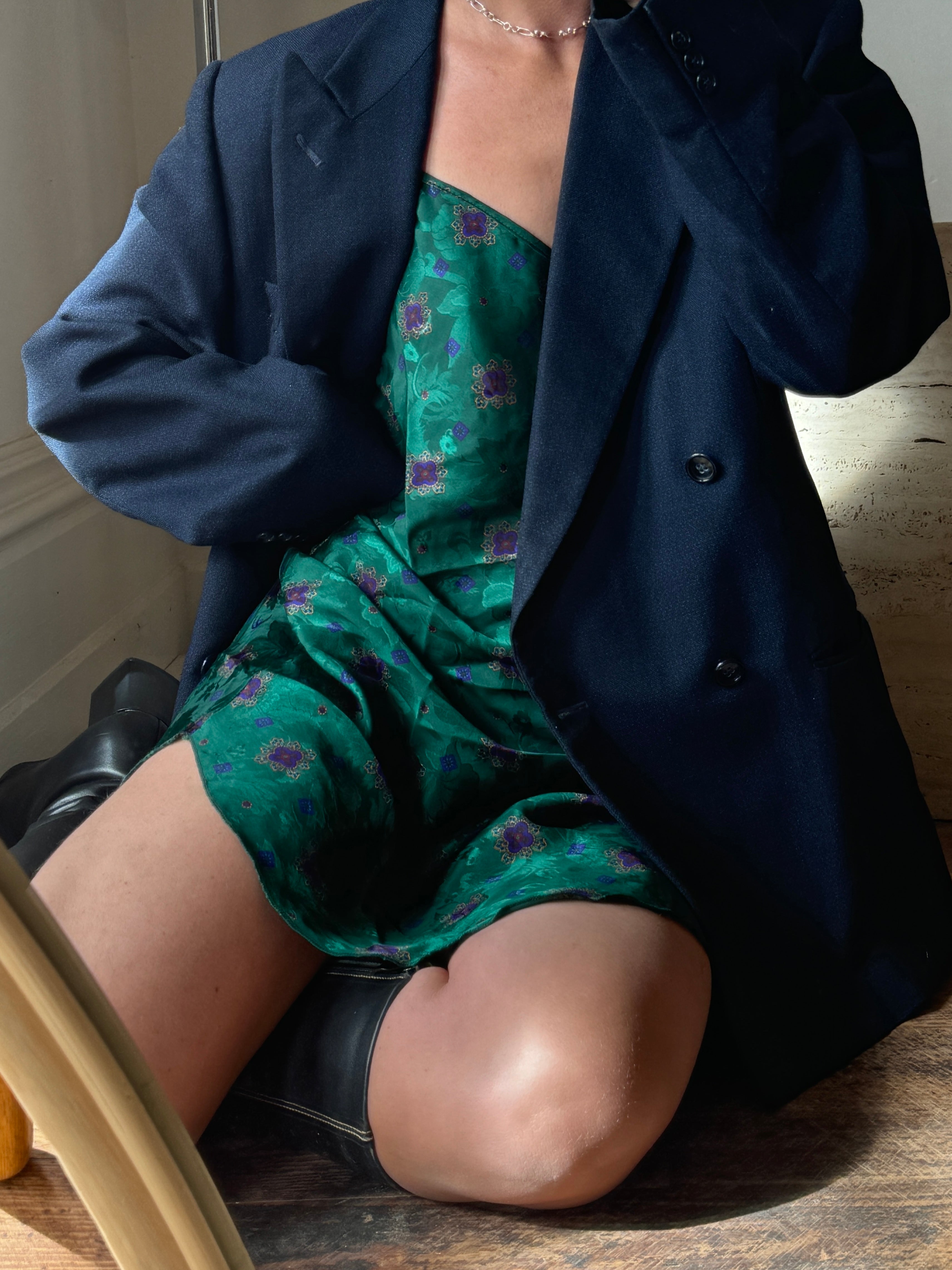 Vintage Tailored Double Breasted Navy Pure Wool Blazer