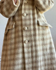 Vintage 60s Wool and Mohair Creme Check Coat