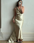 Vintage 90s Gold Shimmer Backless Gown