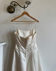 Vintage 90s Australian Made Column Strapless Satin Wedding Dress