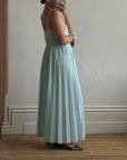Vintage 50s Aqua Pleated Negligee Slip Cream Lace