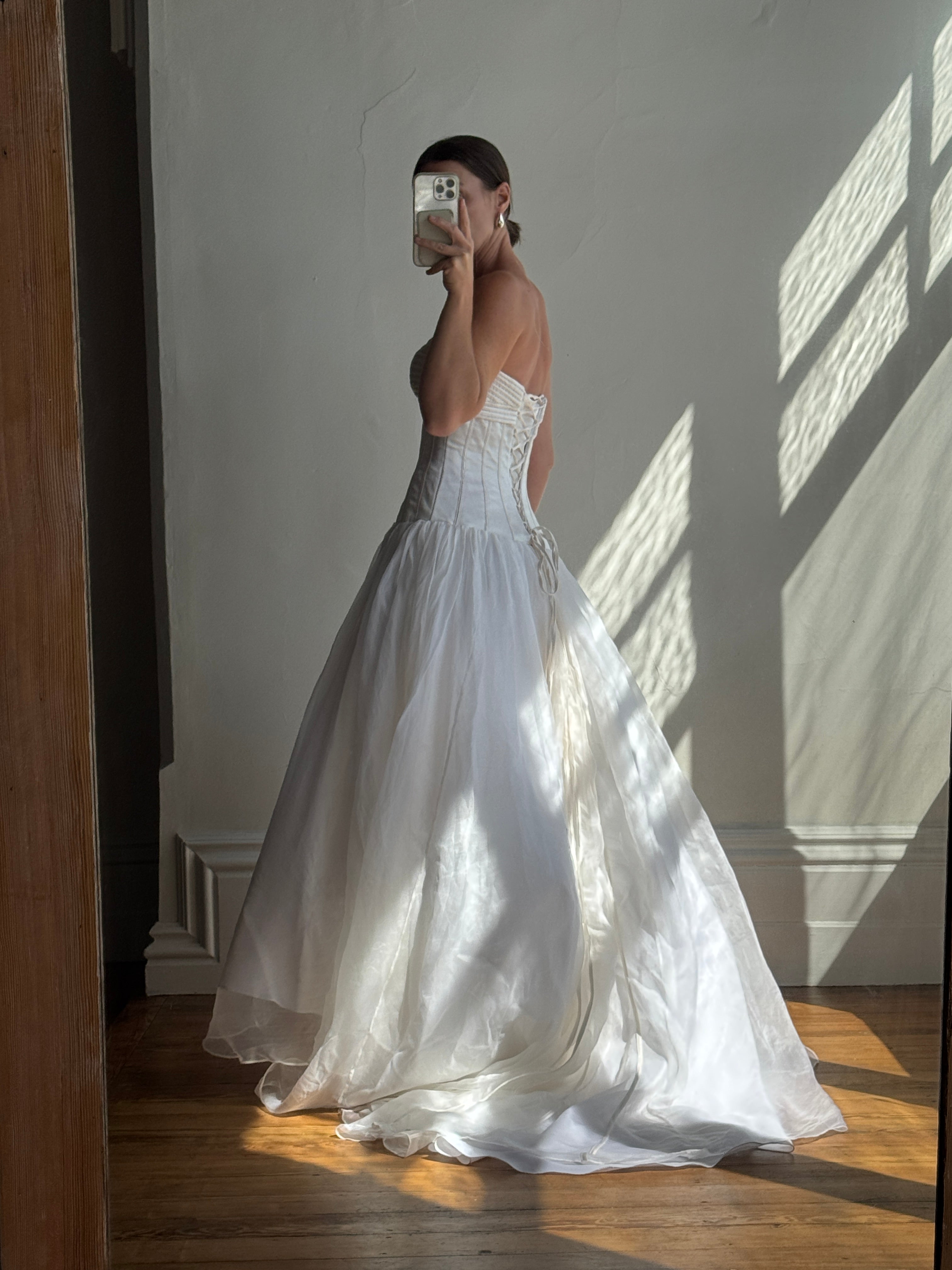 Vintage Y2K Pure Silk Drop Waist Princess Wedding Gown