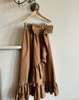Vintage 80s Taffeta Frill Maxi Skirt Latte