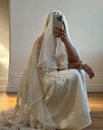 CMTB x Luce Di Luna Repurposed Antique Tambour Lace Chapel Length Veil