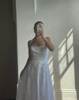 Vintage 90s Basque Halter Embellished Wedding Gown