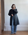 Vintage 90s Leather Mid Length Trench
