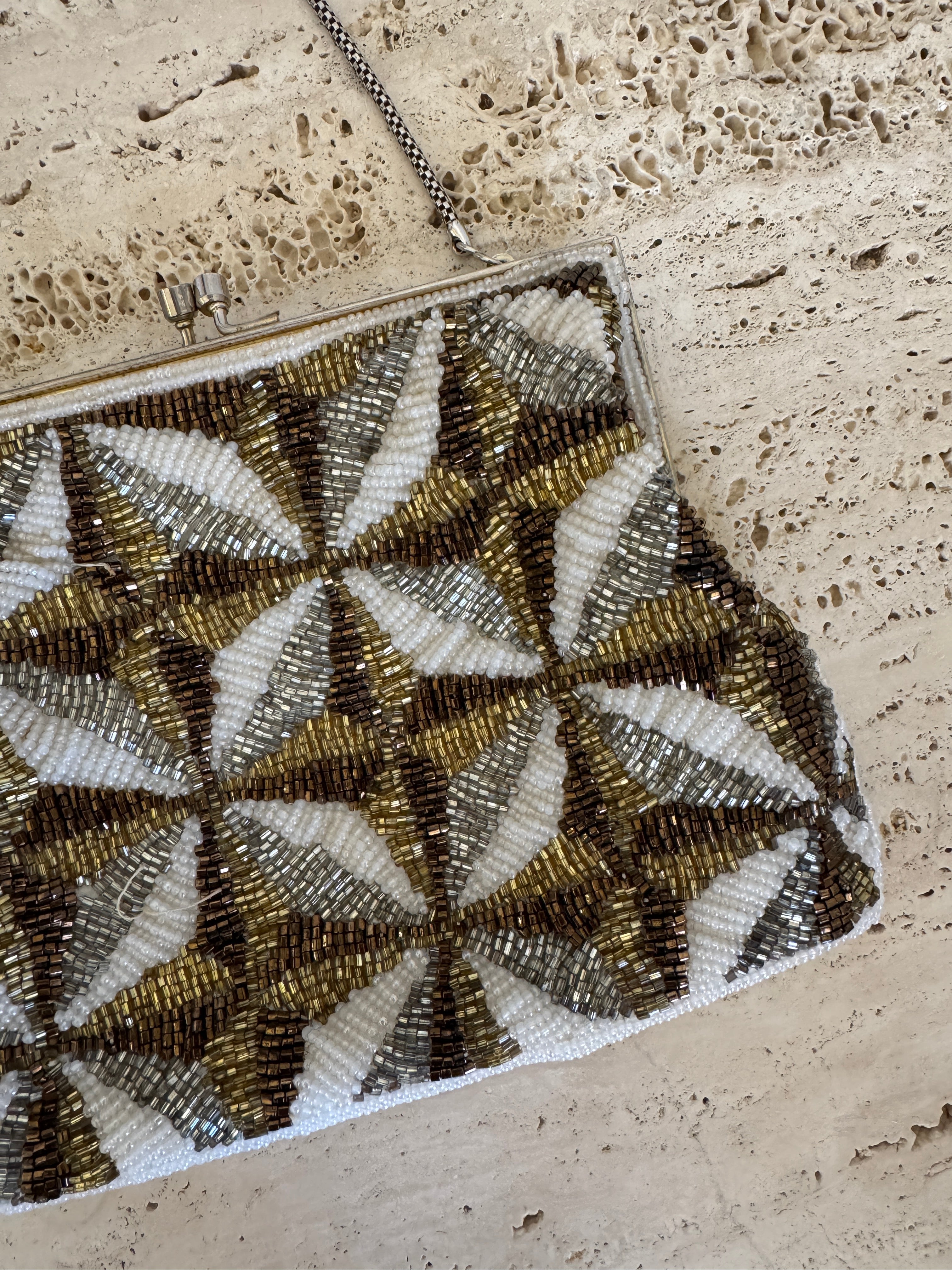 Vintage Beaded Art Deco Evening Bag Silver