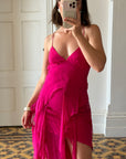 Vintage Y2K Pure Silk Fairy Dress Hot Pink