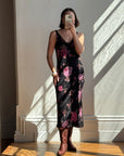 Vintage 90s Reversible Cowl Neck Floral Midi