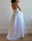 Vintage Y2K Strapless 3D Abstract Floral Wedding Gown