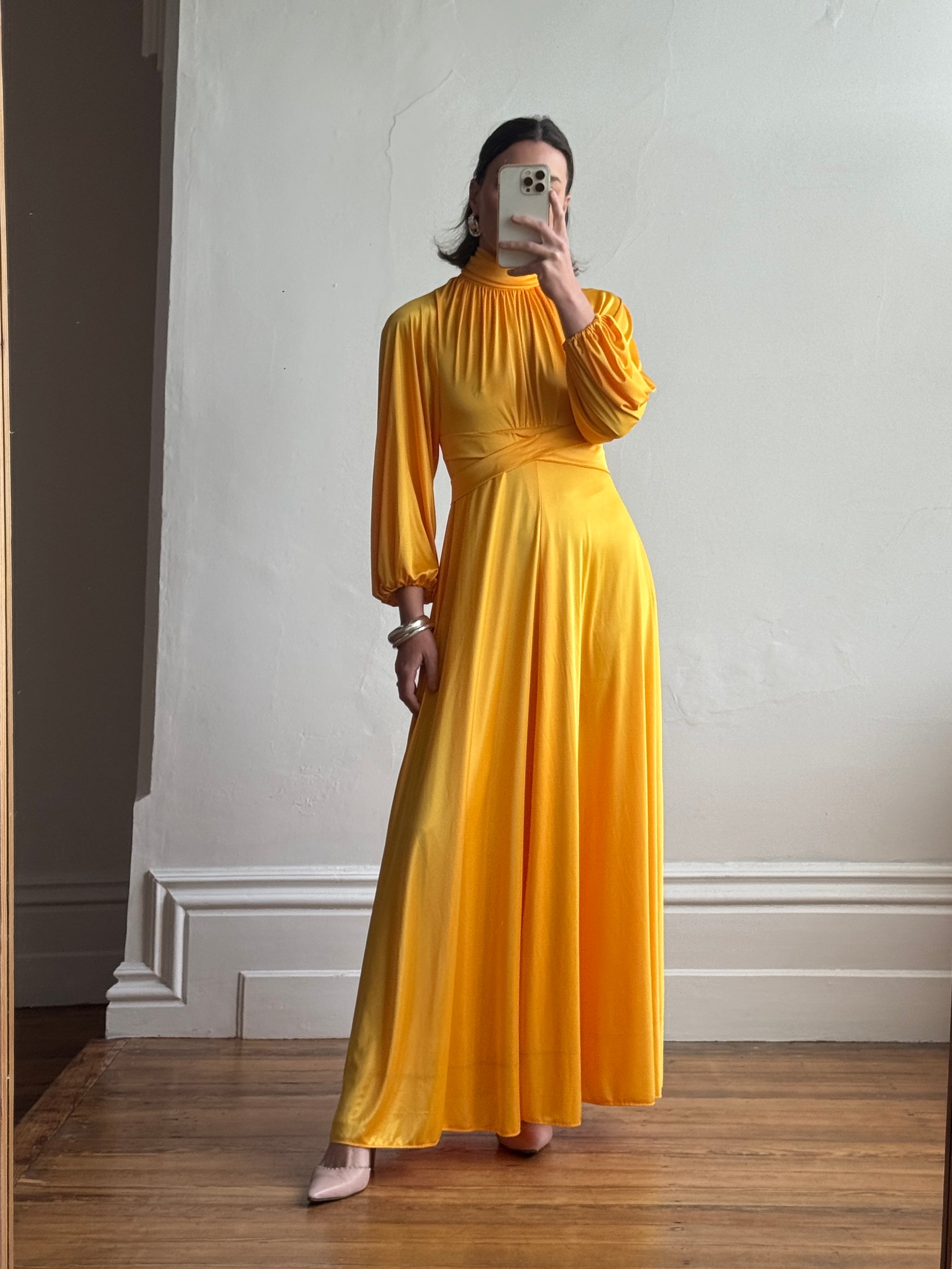 Vintage 70s Marigold Swing Maxi Dress