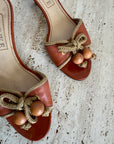 Vintage 90s Loewe Tan Rope Kitten Heels