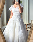 Vintage 80s Basque Waist Tinkerbell Wedding Gown
