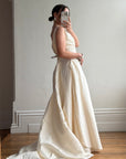 Vintage 90s Ivory Silk V-Neck A-Line Wedding Gown