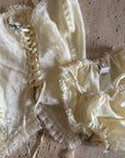 Vintage 90s Deadstock Lace Up Cream Scrunch Lingerie Set