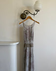 Vintage 90s Pure Silk High Front Embellished Lavender Gown